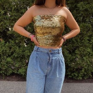 glitter gold bandeau top